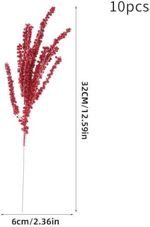 BestAlice 10 Pack Red Artificial Berry Stems