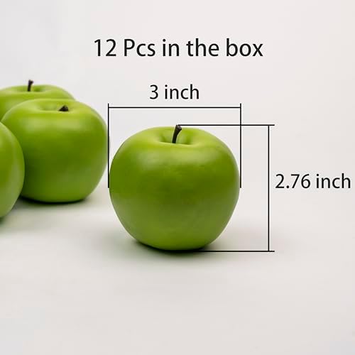 12Pcs Green Artificial Apples Decor for Kitchen and Holiday