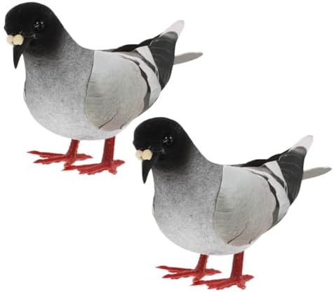 LOGOFUN 2pcs Artificial Grey Dove Figure Garden Decor Photo Prop