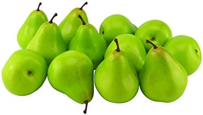 JEDFORE 12 Pcs Lifelike Fake Green Pears Artificial Fruit Set