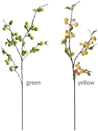 Wnvivi 2pcs 41 Inch Artificial Apple Stems Yellow