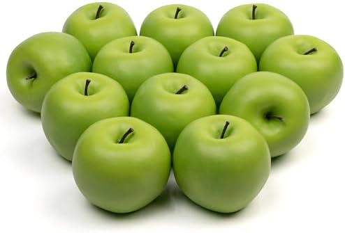 12Pcs Green Artificial Apples Decor for Kitchen and Holiday