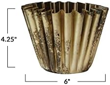 Creative Co Op Pleated Metal Vase Antique Brass