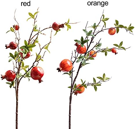 Belupai 3PCS Artificial Pomegranate Flower Stem Red