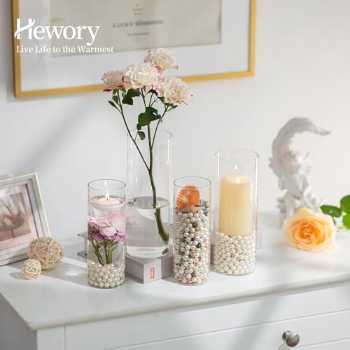 Hewory Clear Glass Cylinder Vases 32PCS for Centerpieces