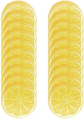 20pcs Fake Yellow Lemon Slices Decor Prop