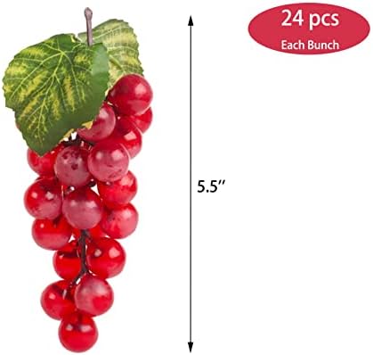 VEOAY Red Fake Grape Bunches for Home Decor