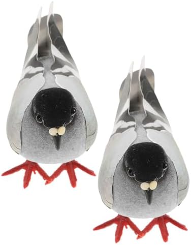 LOGOFUN 2pcs Artificial Grey Dove Figure Garden Decor Photo Prop