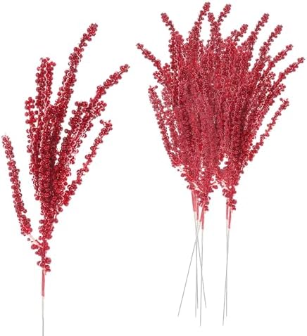 BestAlice 10 Pack Red Artificial Berry Stems