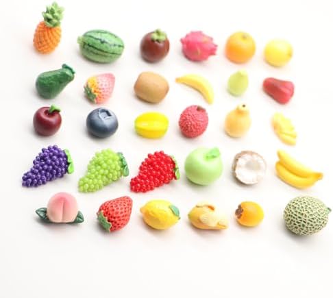 Mini Resin Fruit Decor Set 30PCS Pineapple Lemon Strawberry Peach