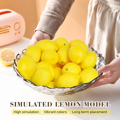 Notakia 25pcs Artificial Yellow Lemons Fruits Decoration