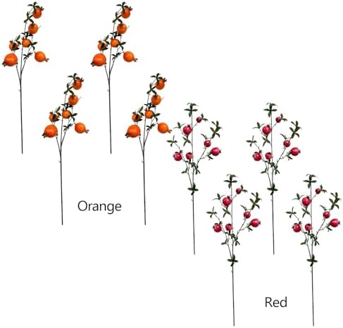 4PCS Red Artificial Pomegranate Branches with Leaves