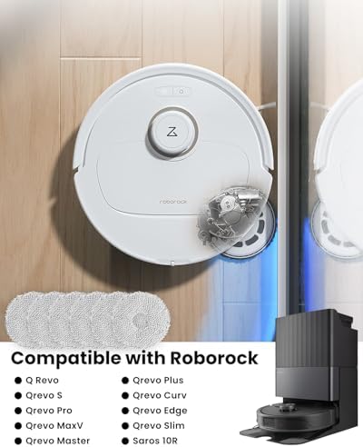 12Pcs Microfiber Mop Cloth for Roborock Q Series and Saros 10R