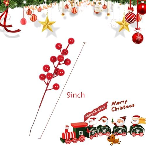 35 Pack Artificial Red Berry Stems for Christmas Decor