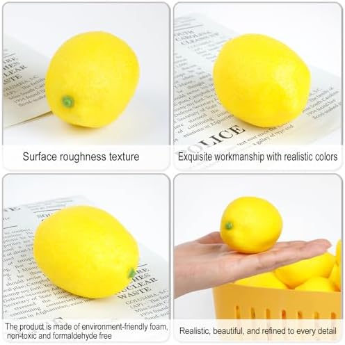 Notakia 25pcs Artificial Yellow Lemons Fruits Decoration