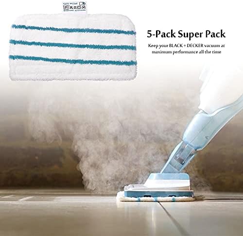 5 Pack Washable Microfiber Steam Mop Pads for BlackDecker Models