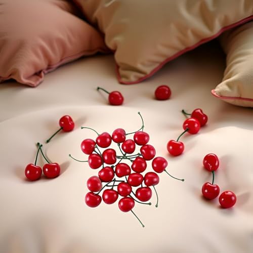20 Pcs Realistic Red Artificial Cherries Decor