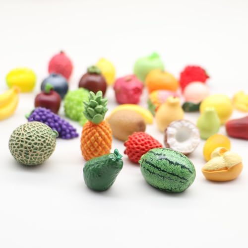 Mini Resin Fruit Decor Set 30PCS Pineapple Lemon Strawberry Peach