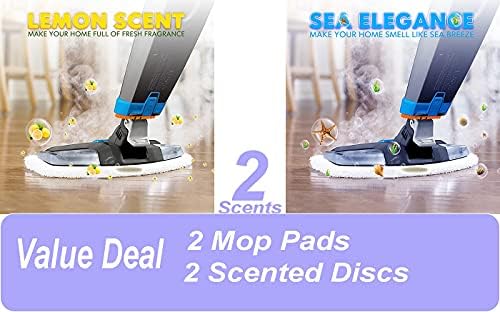 LeFix 2 Pack Washable Steam Mop Pads with Fragrance Discs