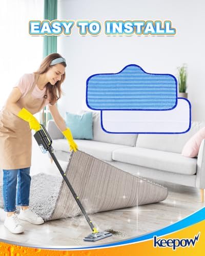 KEEPOW Steam Mop Pads for ScrubWiz 8 Pack Reusable