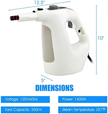 COSTWAY Handheld Steam Cleaner with 17 Pieces 350ml Tank 1400W Grey