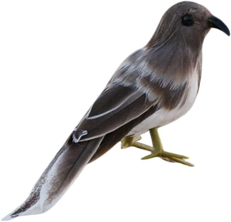 Realistic Artificial Feather Bird Ornament - Grey