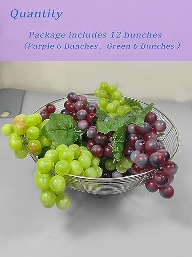 12 Bunches Artificial Grapes for Home Kitchen Decor