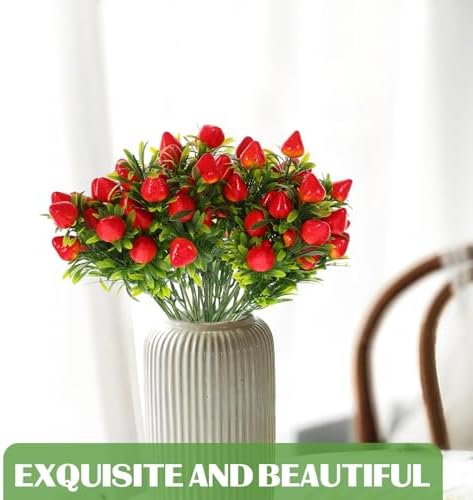 Ciieeo 5pcs Artificial Strawberry Stems for DIY Home Decor