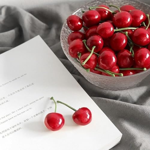 20pcs Realistic Artificial Red Cherries Decor