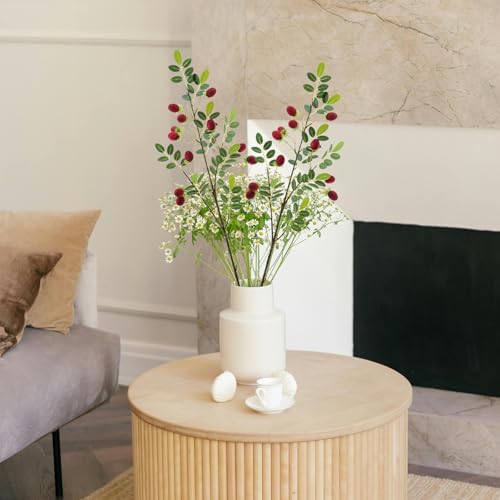 3PCS Red Fruits Tree Branch Artificial Fruit Decoration