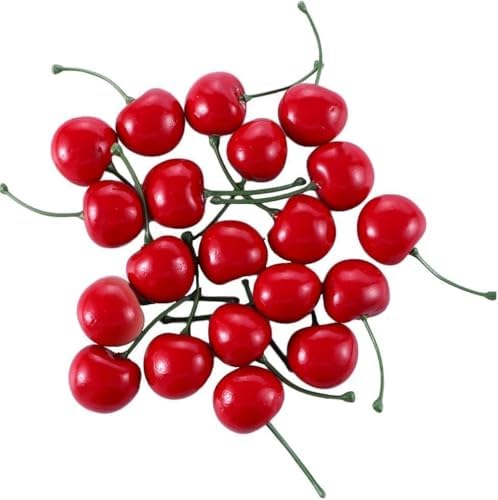 20pcs Realistic Artificial Red Cherries Decor