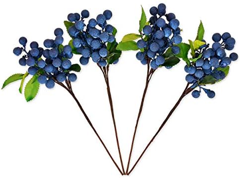 Distinctive Style Artificial Blueberries 4 Piece Lifelike Decor