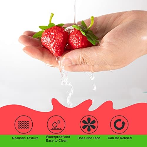 CLESDF 25Pcs Artificial Strawberries for Decor and Photography