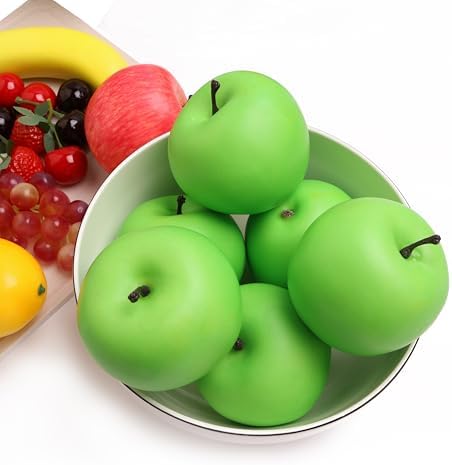 6PCS Artificial Green Apples for Home Decorations