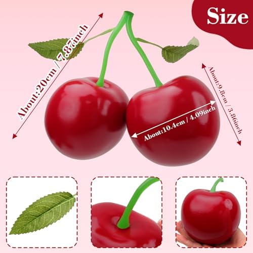Woration 72 Inch Red Artificial Cherry Bunch Decoration