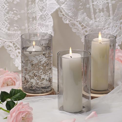 12pcs Gray Cylinder Vases for Centerpieces and Decor
