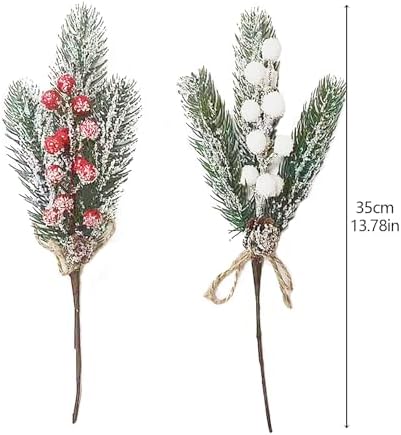 Artificial Pine Branches with Red Berries 35cm Christmas Decor
