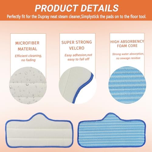 Microfiber Mop Pads for Dupray Neat Steam Cleaner Reusable and Machine Washable