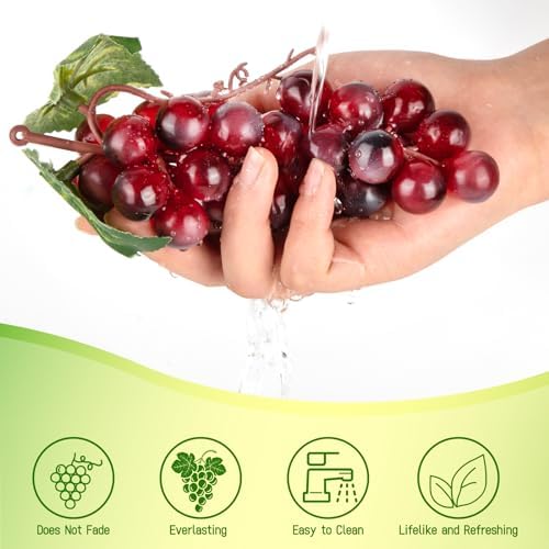 CLESDF Artificial Red Grapes 4 Bunches Wedding Party Decor
