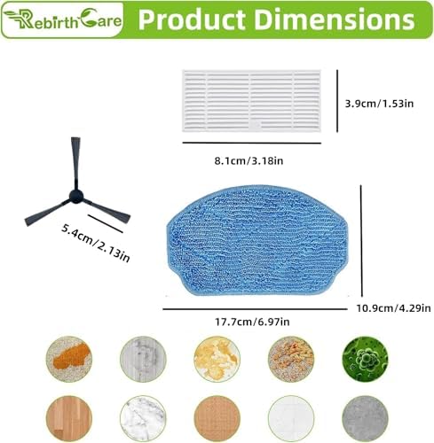 Rebirthcare Replacement Parts for BR151 Robot Vacuum and Mop Combo