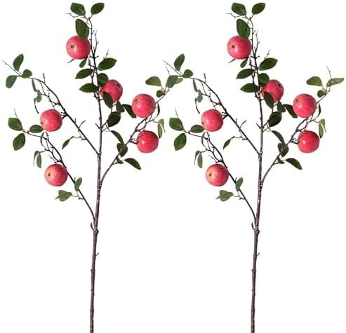 JUOPZKENN Artificial Apple Branches with Leaves 2pcs