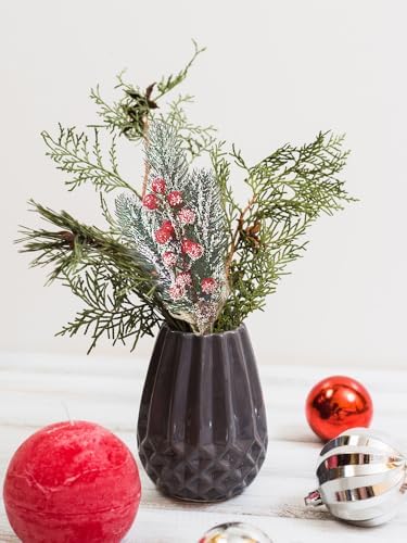 Artificial Pine Branches with Red Berries 35cm Christmas Decor