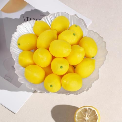 Notakia 25pcs Artificial Yellow Lemons Fruits Decoration