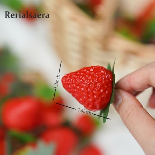 40Pcs Artificial Red Strawberries for Decor and Photography