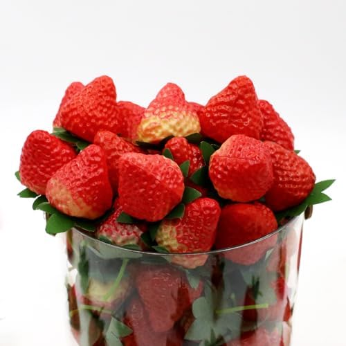 50Pcs Artificial Strawberries for Home Kitchen Party Decor