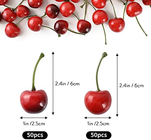 LUEYAO Artificial Cherry Fruit Decorations 100 PCS