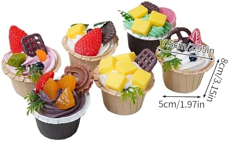 6 Pcs Artificial Cupcake Set for Decor and Photography