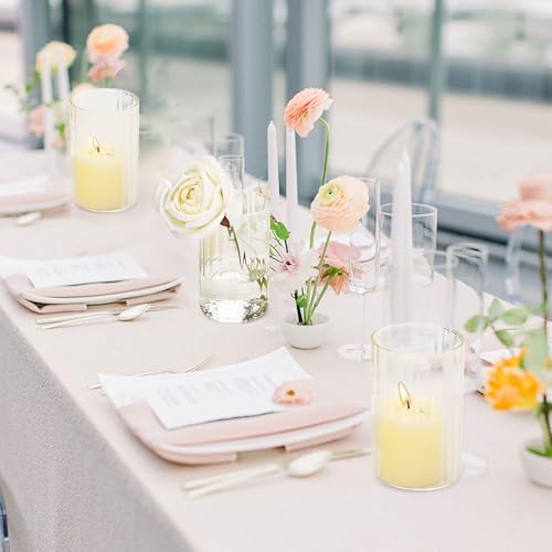 Steviieden Clear Ribbed Glass Cylinder Vases Set of 6