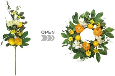 Bibelot 3pcs Artificial Lemon Branches with Green Leaves