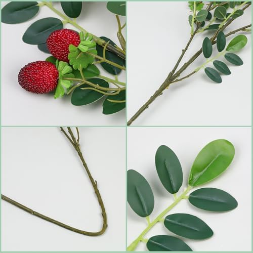 3PCS Red Fruits Tree Branch Artificial Fruit Decoration